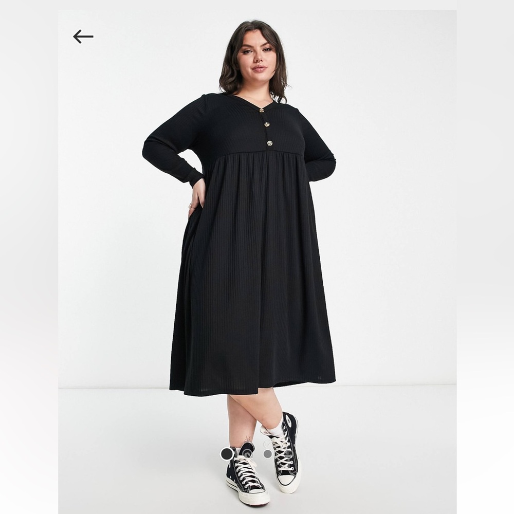 Long sleeve ribbed black dress